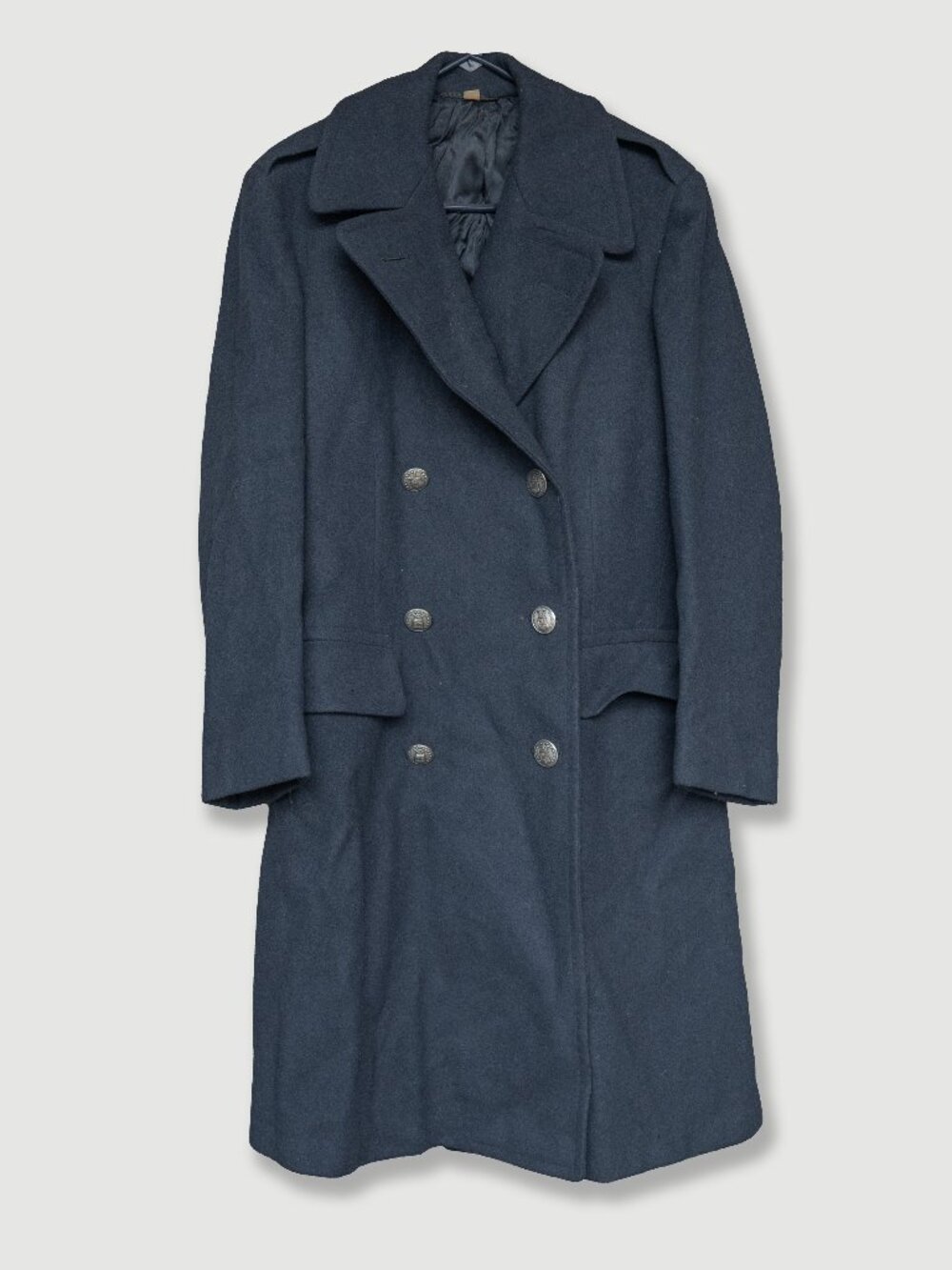 VIntage 50s USAF Wool Overcoat 35 L Double Breasted Heavyweight Blue Mil O 3311